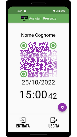 Schermata principale dell'AppMobile AssistantPresenze